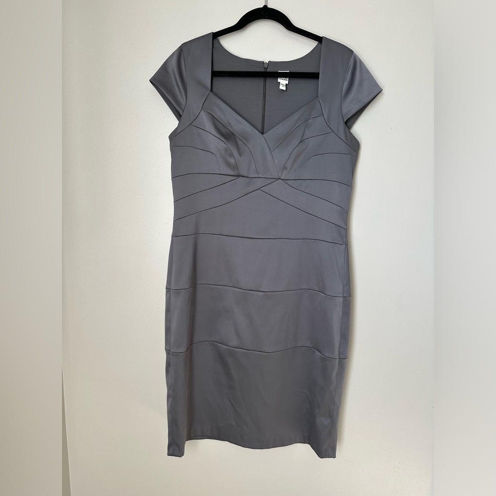 Sangria Dress Women Size 14 Gray Cap Sleeve Sheath Bodycon